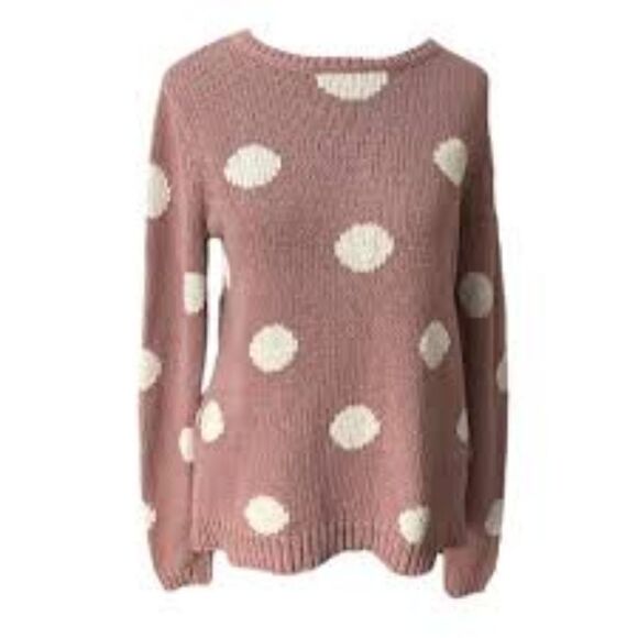 Garnet Hill Polka Dot Sweater Top Pink Size Small - Picture 1 of 11